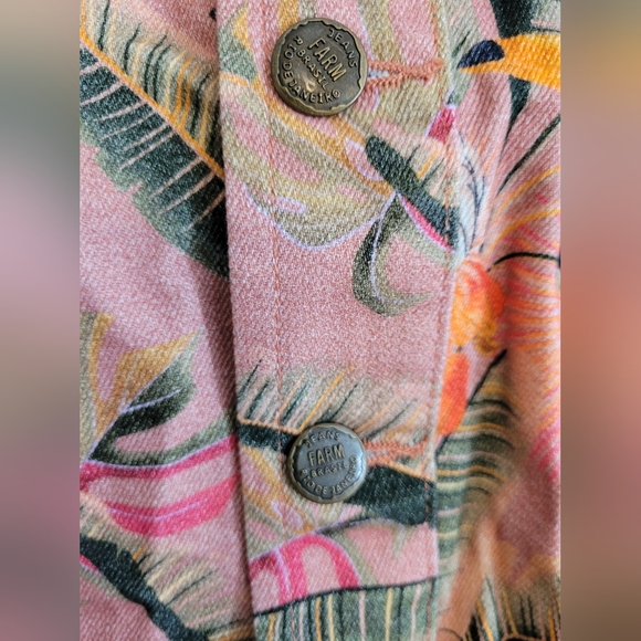 Farm Rio Anthropologie tropical Mini Jean Skirt Palm Trees | size s - Picture 2 of 8